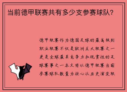 当前德甲联赛共有多少支参赛球队？