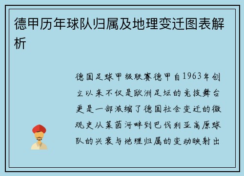 德甲历年球队归属及地理变迁图表解析
